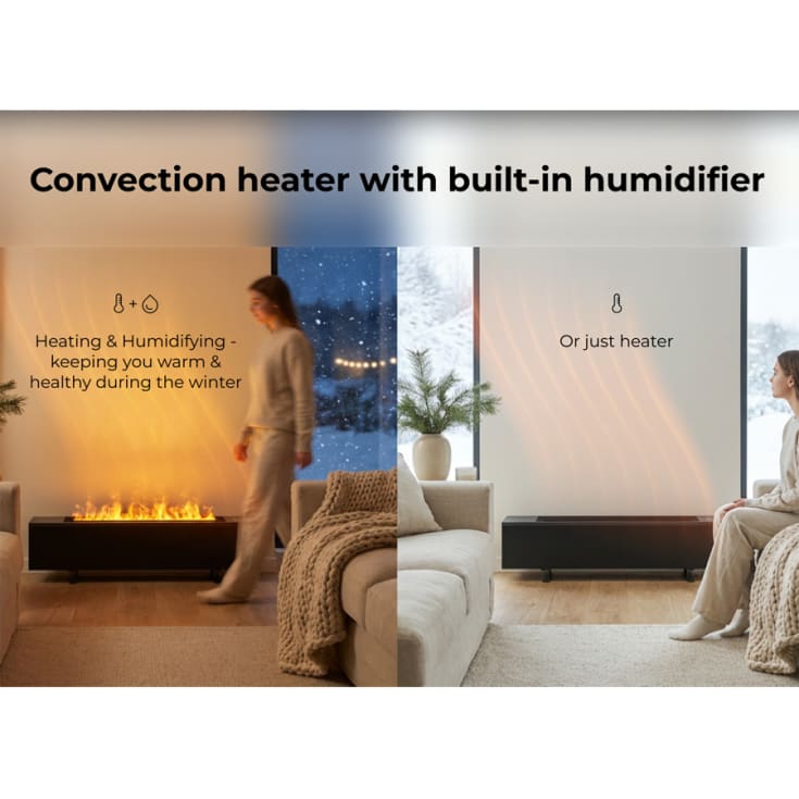 Born Nordic Aeno premium elradiator 2000W, flammeeffekt, hvid