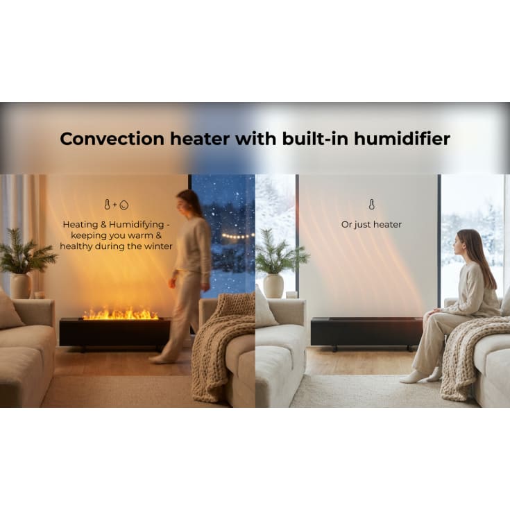 Born Nordic Aeno premium elradiator 2000W, flammeeffekt, sort
