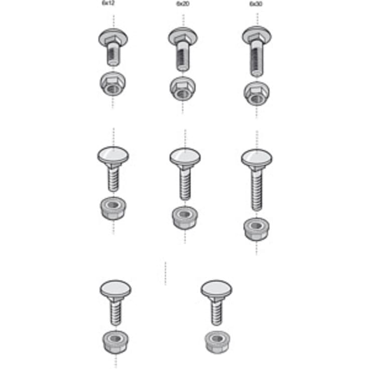 100 stk Bræddebolt BTRCC M6 x 12mm, ZnL, med møtrik (100)
