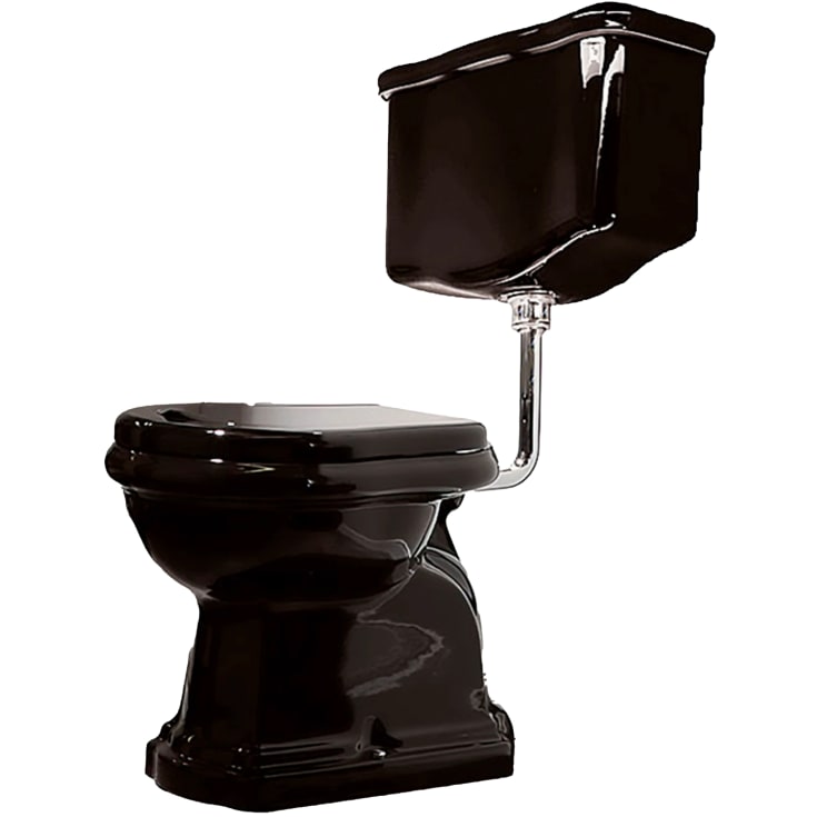 Lavabo Retro low toalett, 455x705 mm, krom rør/p-lås, blank sort