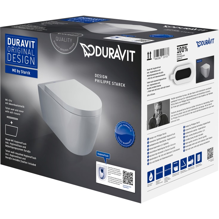 Duravit ME by Starck toiletsæt m/ hygieneflush, DuraShield