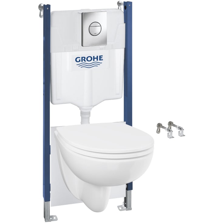 Grohe Solido 5-i-1 vegghengt toalettpakke, uten skyllekant, hvit/krom