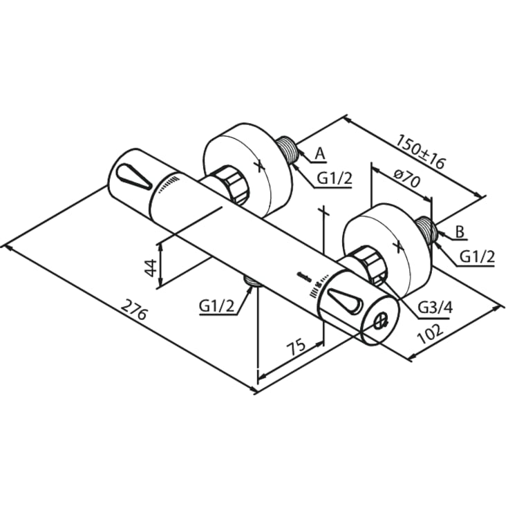 Damixa Silhouet dusjbatteri, krom