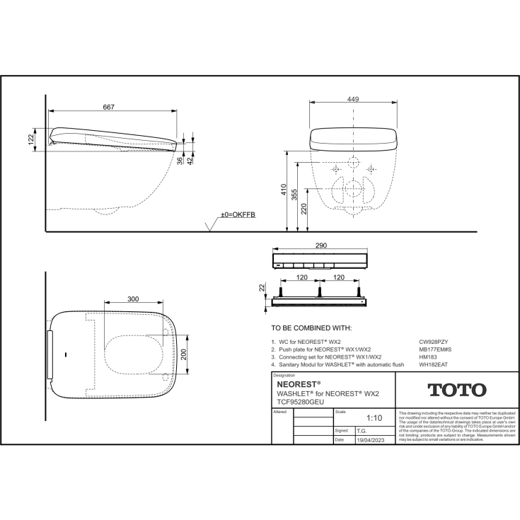 Toto Neorest WX2 Washlet douchetoilet, uden skyllekant, hvid