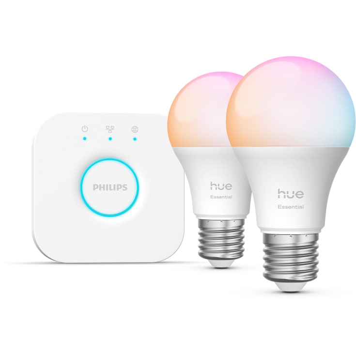 Philips Hue Essential White Color Ambiance E27 pære, startersæt 2-pak