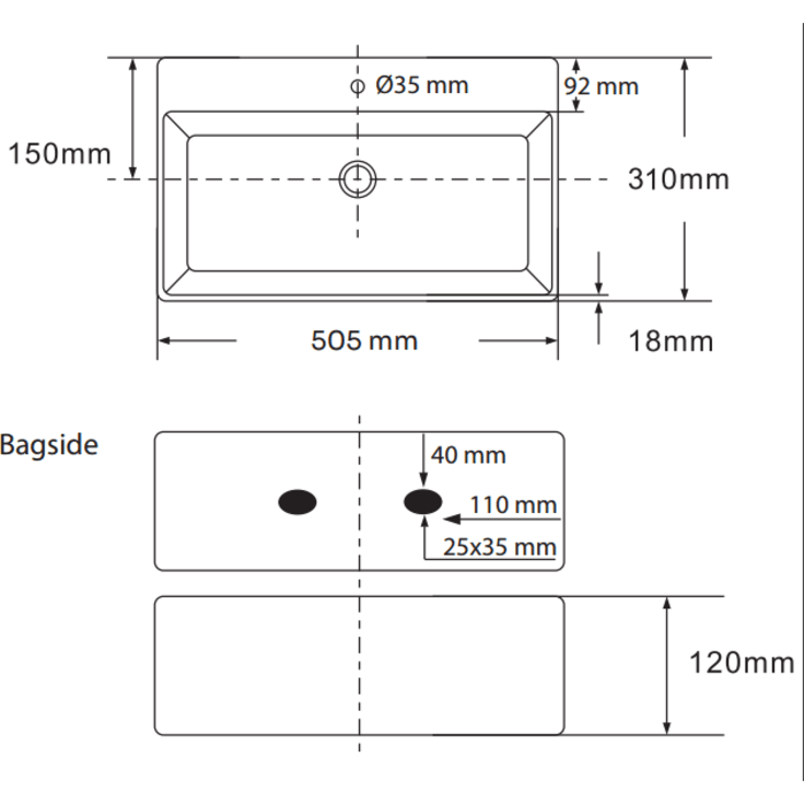 Lavabo Boxo 1080 Slim hÄndvask, 50,5x31 cm, mat sort