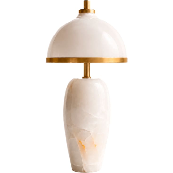 Rebello Decor Eternal Moonlight genopladelig bordlampe, hvid onyx/messing