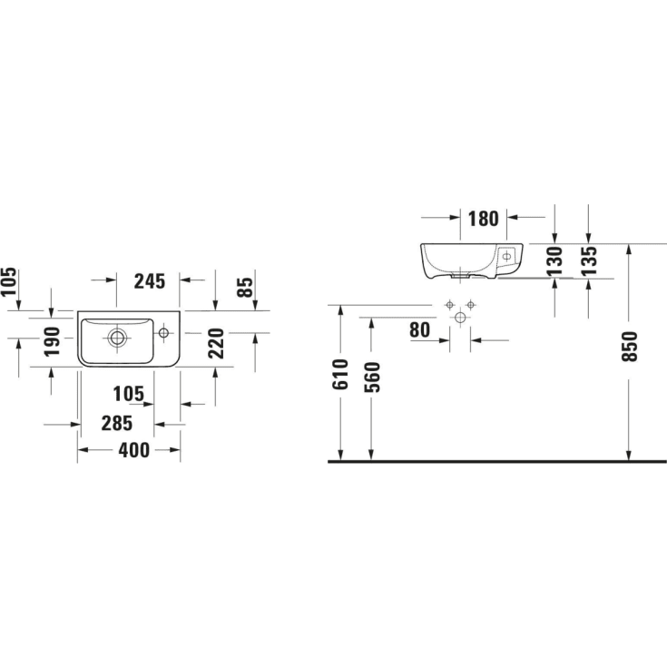 Duravit ME by Starck servant, 40x22 cm, hvit