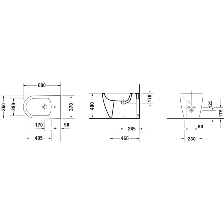 Duravit ME by Starck bidet, gulvstående, antibakteriel, hvid