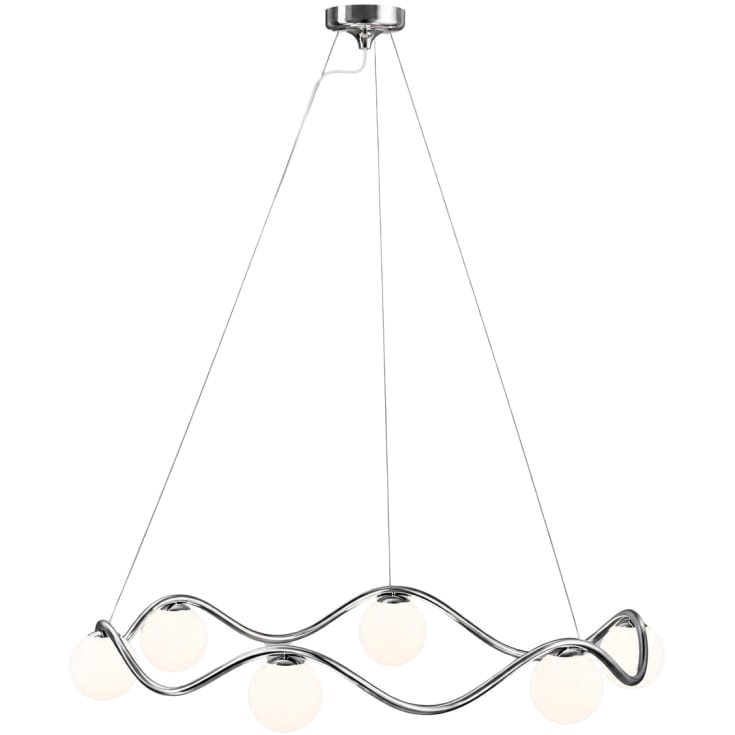 Rebello Decor Circle of Life lysekrone, krom, Ø11 cm glaskugler, Ø91 cm