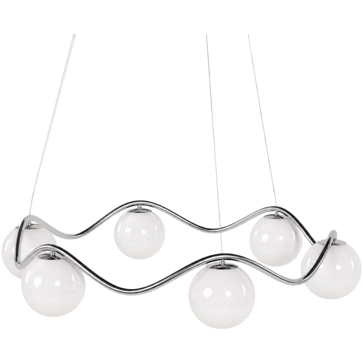 Rebello Decor Circle of Life lysekrone, krom, Ø15 cm glaskugler, Ø91 cm
