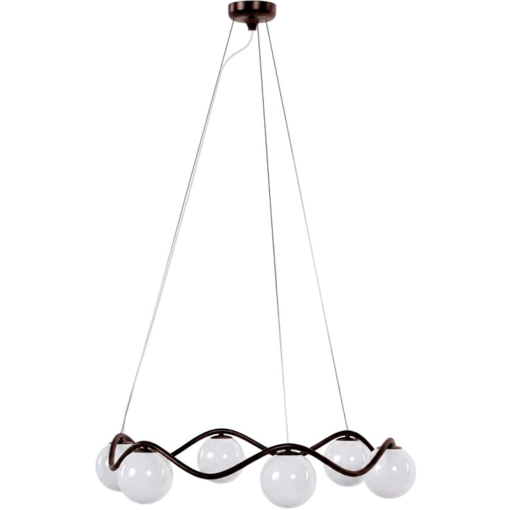 Rebello Decor Circle of Life lysekrone, bruneret messing, Ø15 cm glaskugler, Ø91 cm