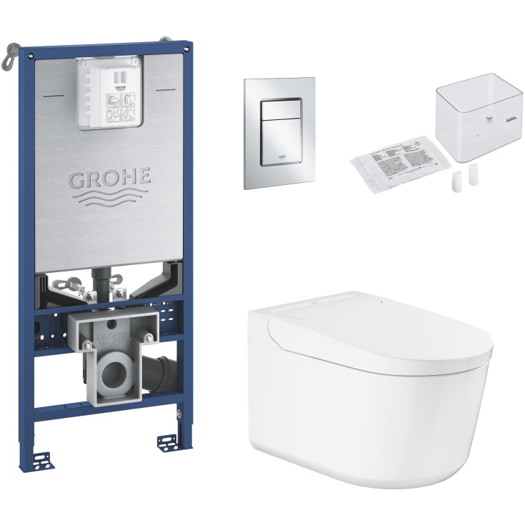 Grohe Sensia Basic vägghängt duschtoalettpaket, utan spolkant, antibakteriell, vit