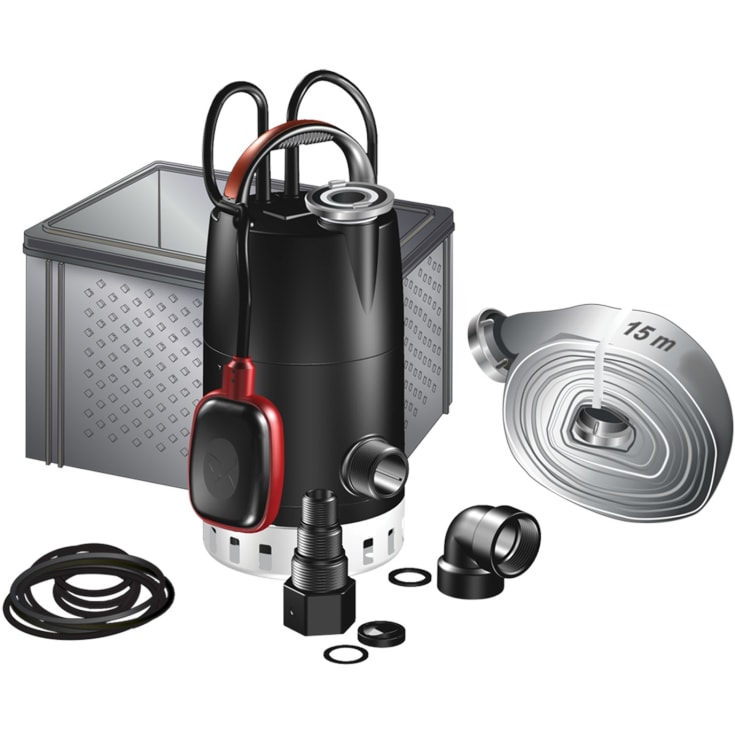 Grundfos Unilift CC7 A1 drænpumpe med filterboks - inkl. 15 meter slange