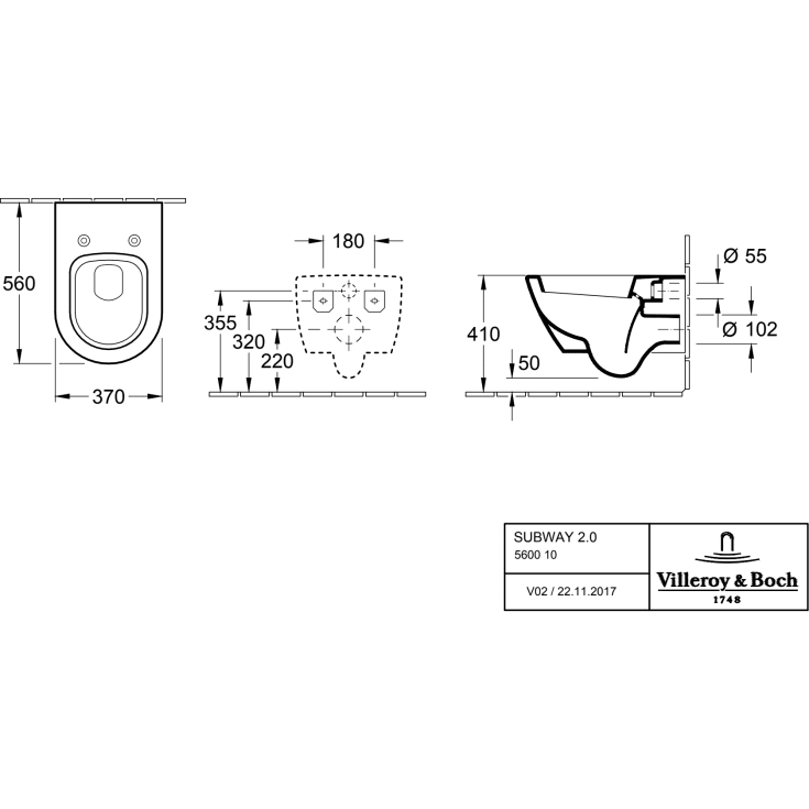 Villeroy & Buch Subway 2.0 væghængt toilet, hvid