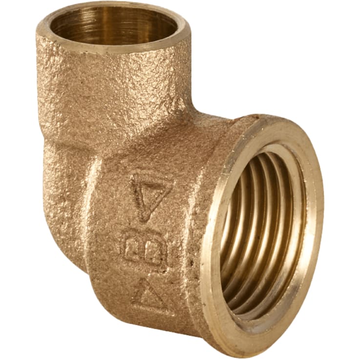 Messing lodde albue muffe/muffe, 12 mm x 1/2" - 90°