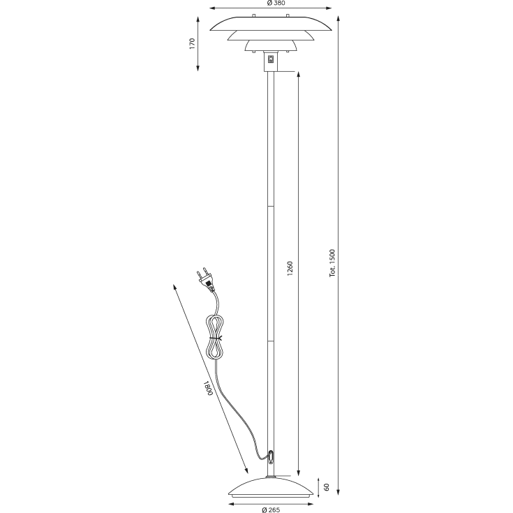 Aneta Lighting Epsilon gulvlampe, sort