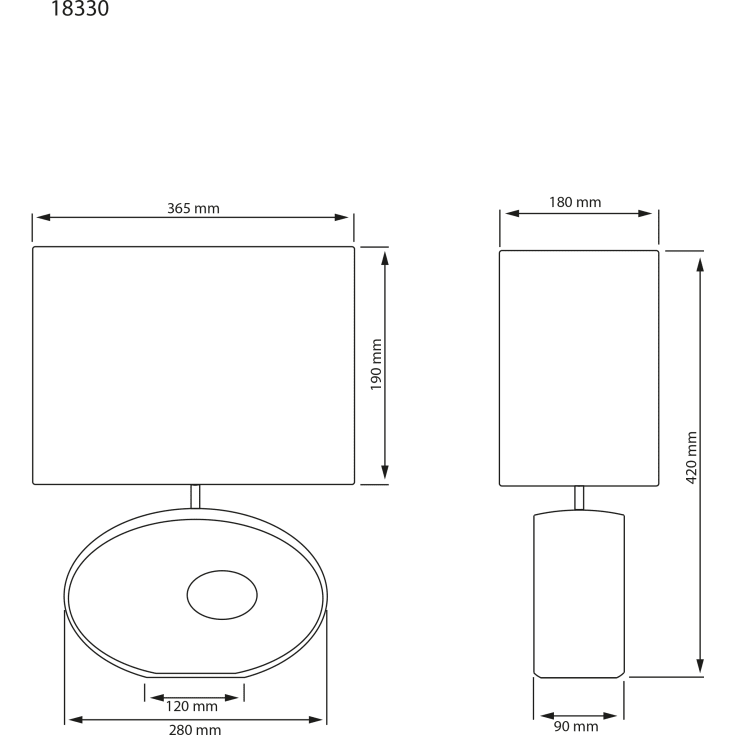 Aneta Lighting Ellipse bordlampe, sort