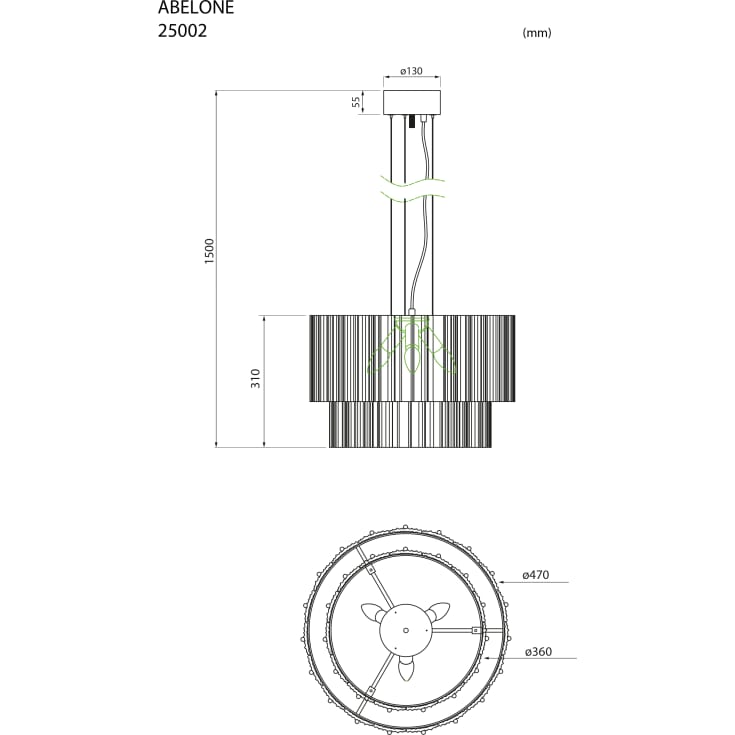 Aneta Lighting Abelone pendel, ravfarvet/sort