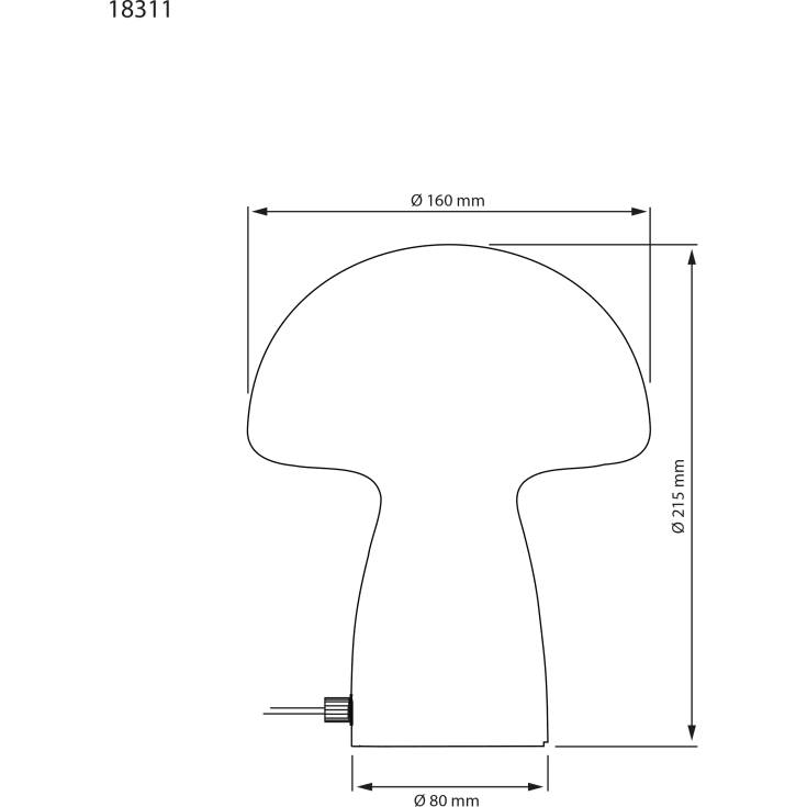 Aneta Lighting Mushi bordlampe, hvid, H21 cm