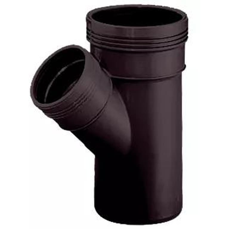 Wavin Wafix 110/75x45° PP grenrør, sort | 2215345