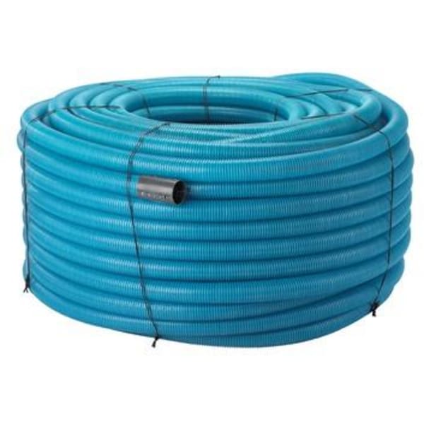 Uponor 92/80 mm PVC-drænrør med 2,3 x 7 mm slids, blå, 150 mtr