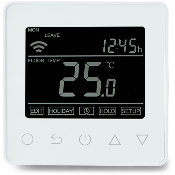 En sætning slids forbinde Heat-Com HC90 WiFi termostat for el gulvvarme, hvid | 53909000 |  BilligVVS.dk