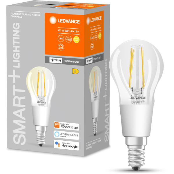 Ledvance Smart+ Wifi E14 krone filamentpære - hvid lysfarve