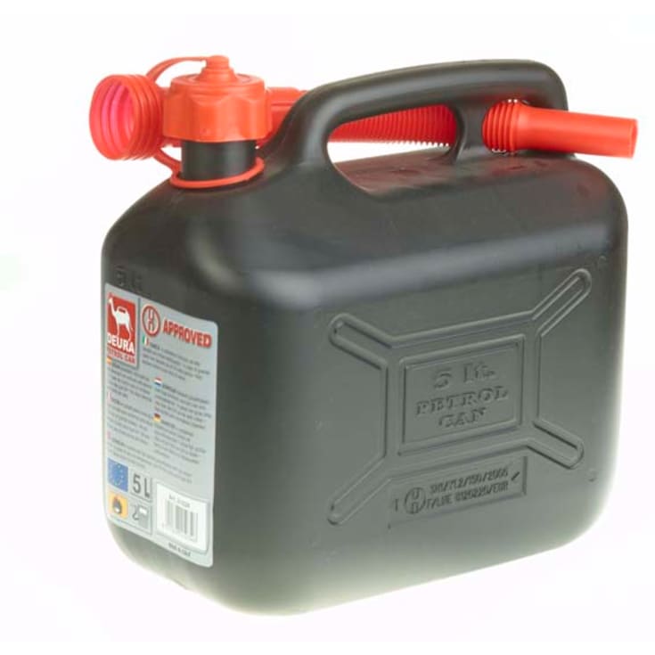 Bensinkanne i plast, svart, 5 liter