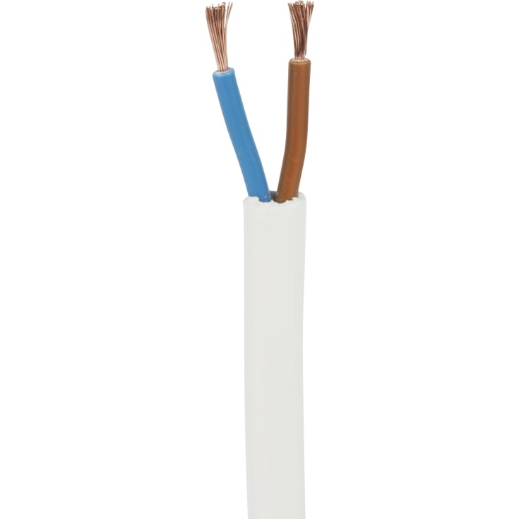 Flad lampeledning 2x0,75 mm² i hvid