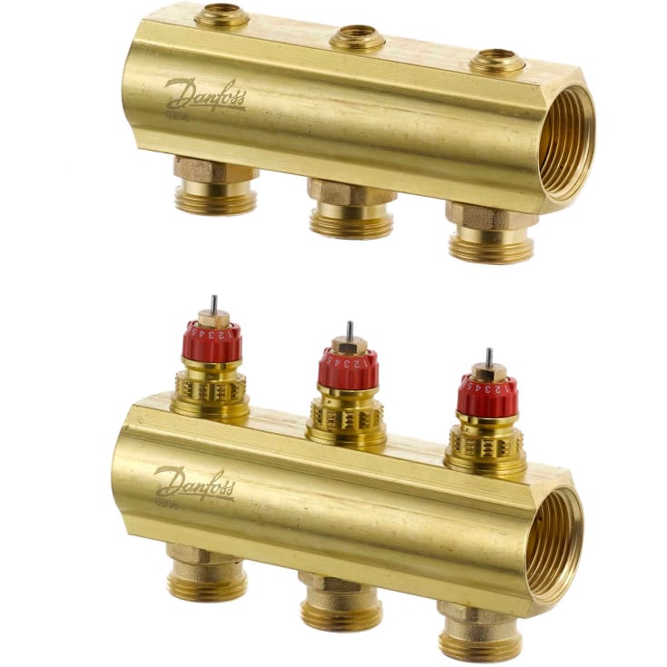 Danfoss 1" gulvvarmefordeler, 3 kretser