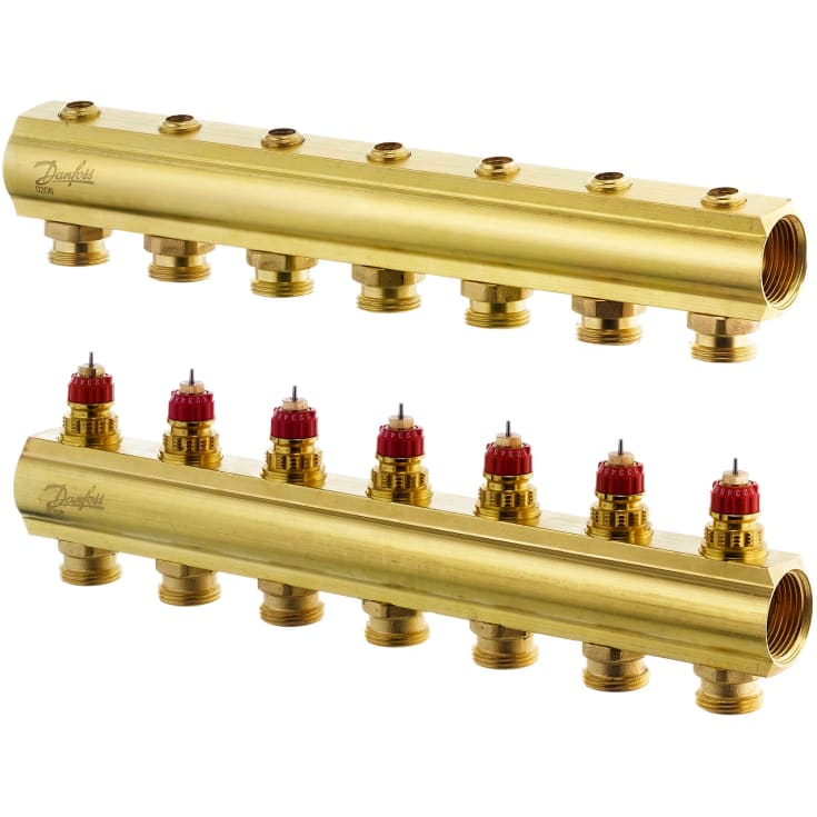 Danfoss 1" gulvvarme fordelerør, 7 kredse