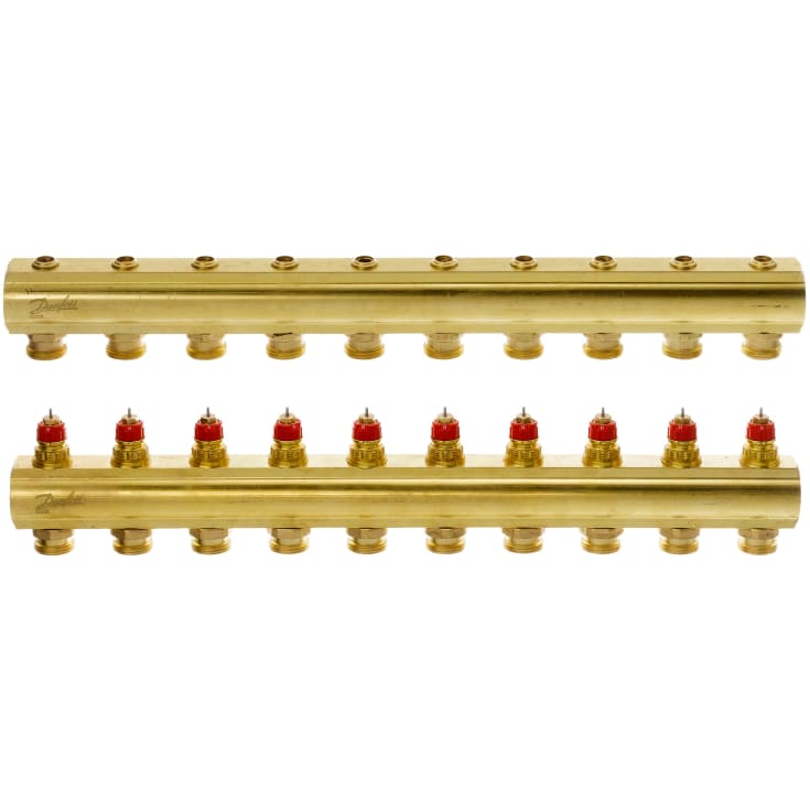 Danfoss 1" värmekretsfördelare, 10 kretsar