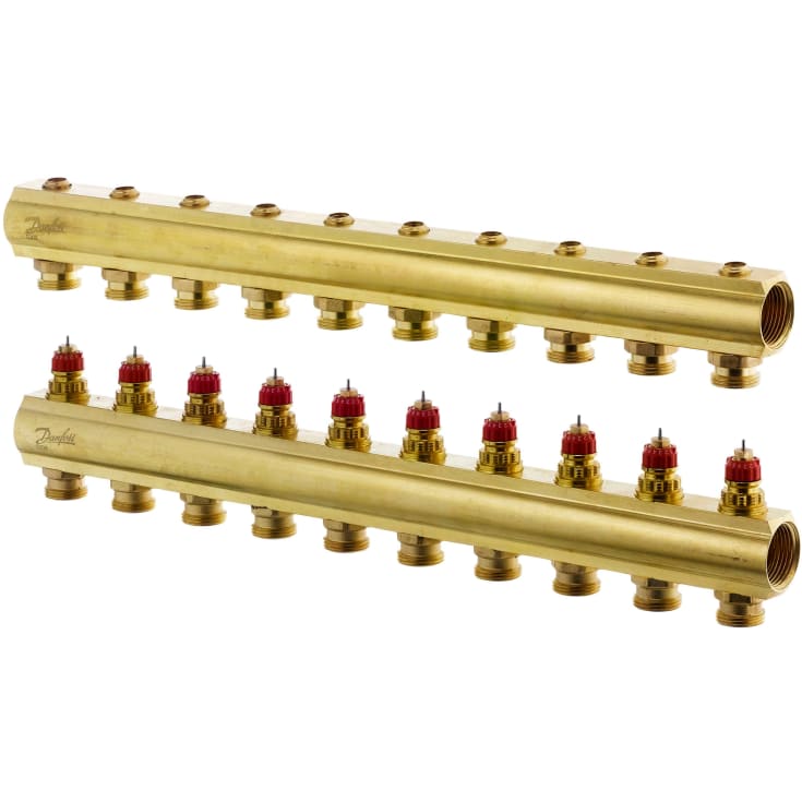 Danfoss 1" värmekretsfördelare, 10 kretsar