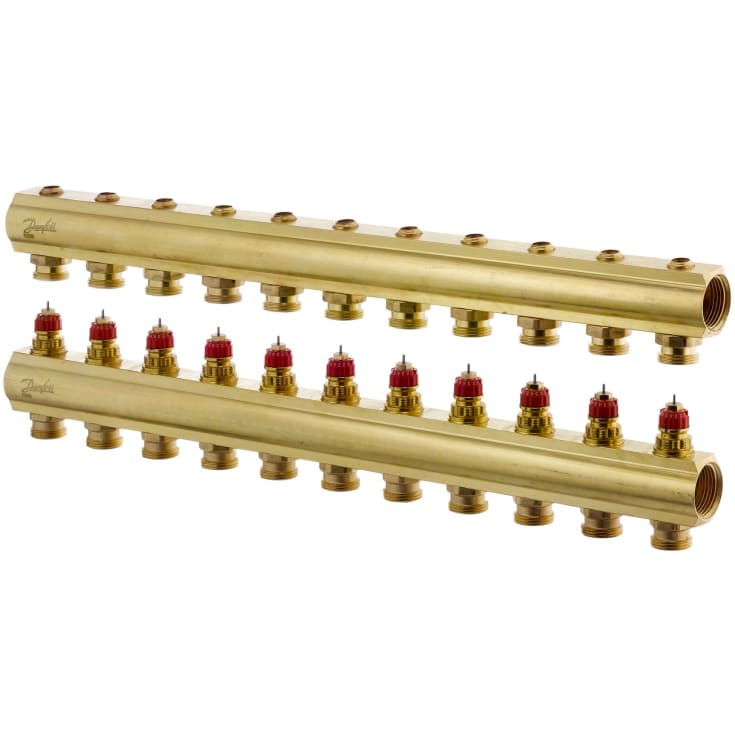 Danfoss 1" värmekretsfördelare, 11 kretsar