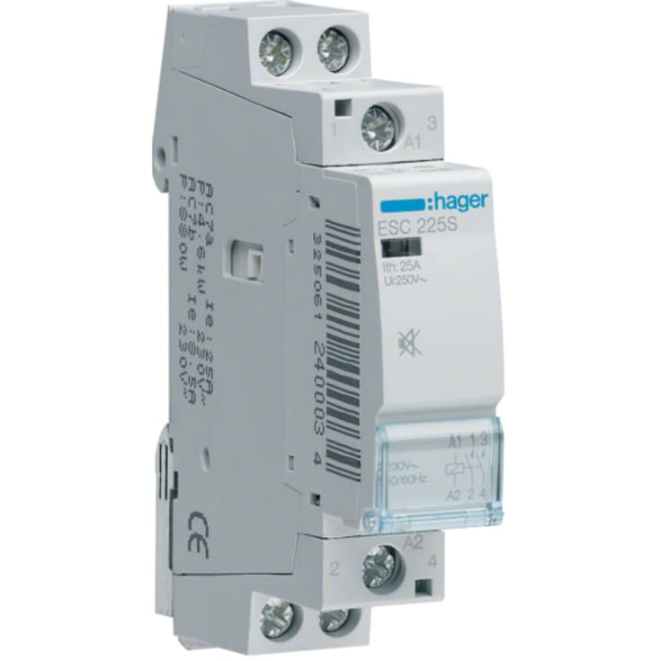 Kontaktor 25A 2 ender 230V 1M Brummingsfri
