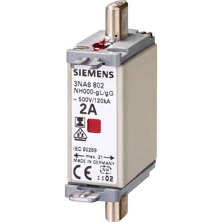 3 stk Sikring NH 000 80A GG 500V isolert grep 3NA6824