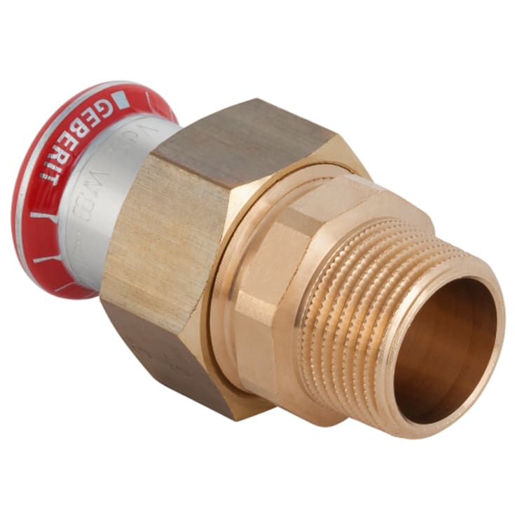 Geberit Mapress forzinket union med nippel til varmeanlæg 15 mm x 1/2"