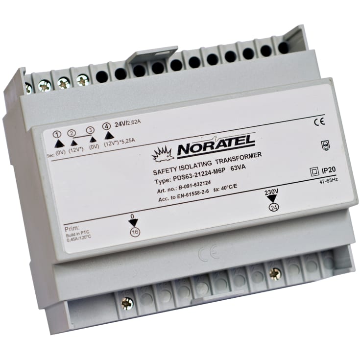 Transformator 230V/12-24V 40VA for DIN-skinne PDS40-21224-M3P