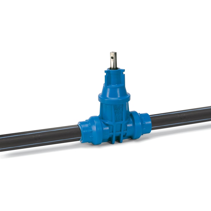 AVK 63 mm POM grenventil med PE ben, PN16