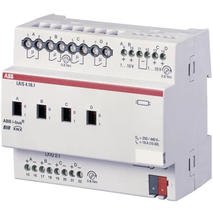 KNX 1-10V Lysstyring aktuator 4 Kanal 16A mdrc LR/S4.16.1