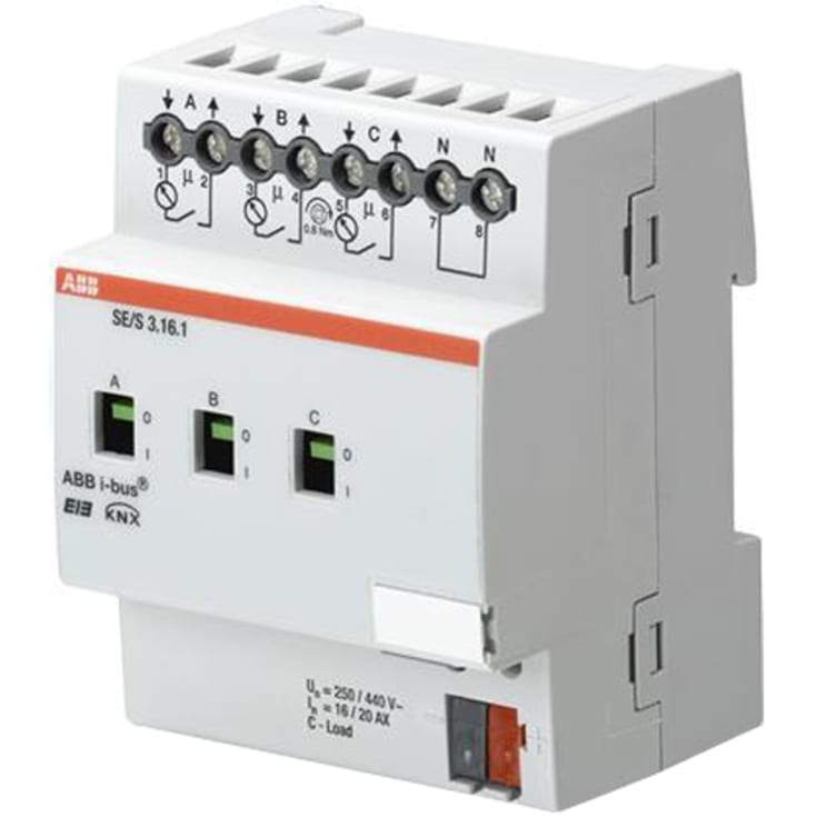 KNX energiaktuator 3-kanals 230V 16/20A mdrc Se/S3.16.1