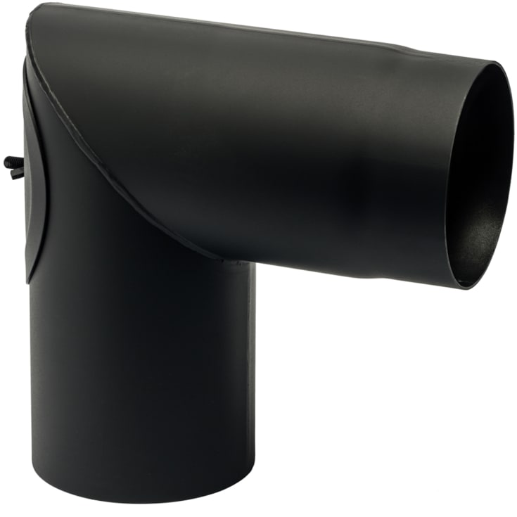 150 mm Metalbestos svart røykrørsbøy 90° med rengjøringsklaff