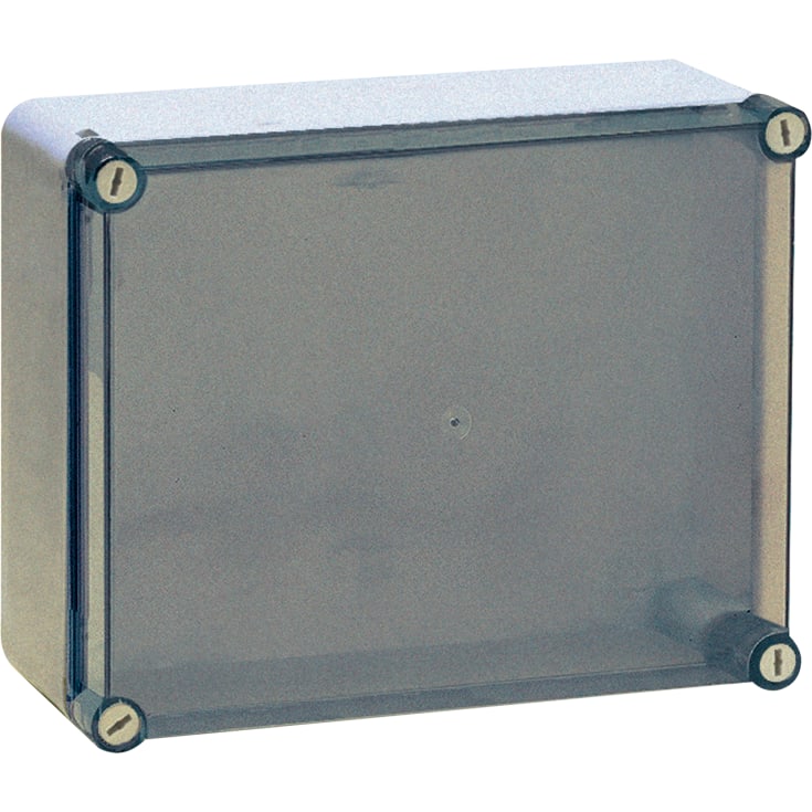 Monteringslåda 240x190x90 mm transparent med gångjärnslock