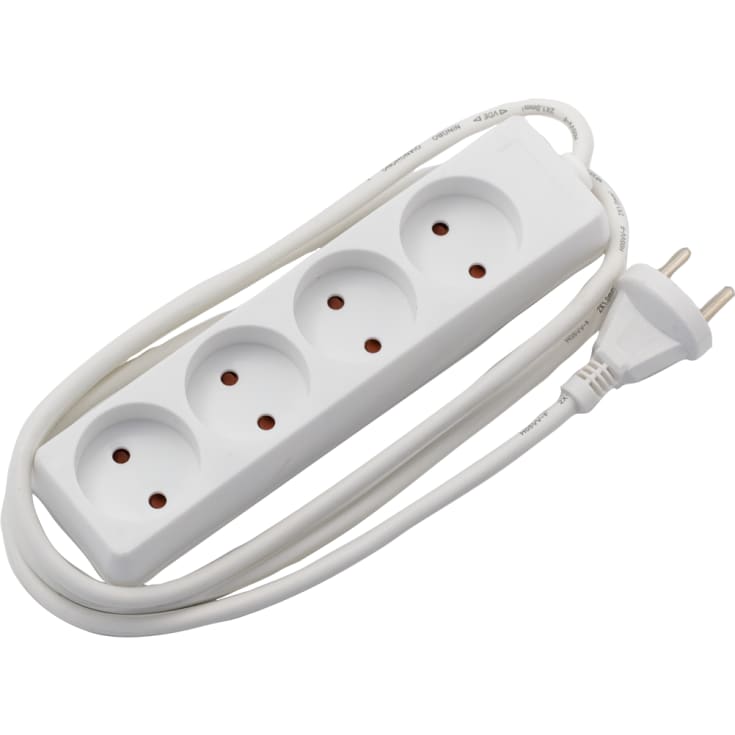 5 stk 4-Socket U/J med 1,5M kabel hvit