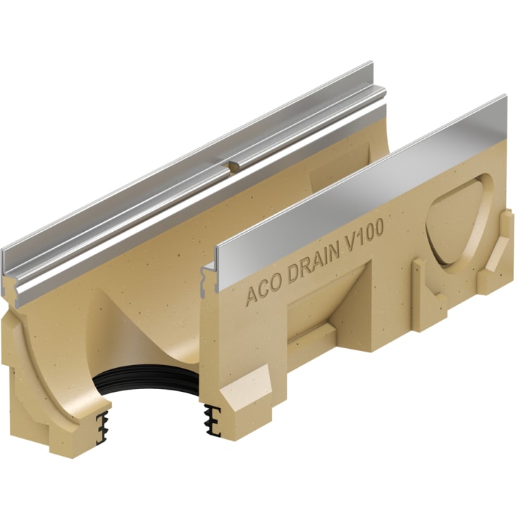 ACO V100S 1000 mm takrenne 20.0.2 med rustfri ramme/uttak, uten rist