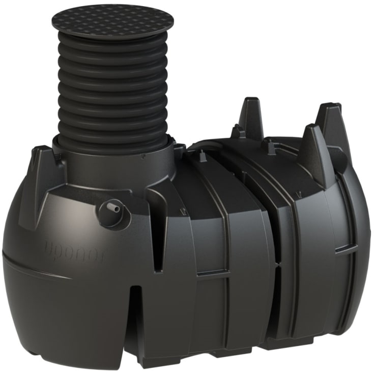Uponor 2400 l 3-kammertank t/nedsivning m/Flygt pumpe, 5PE, kpl.