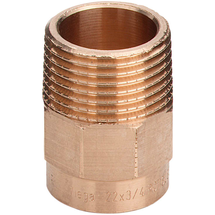 10 stk Messing loddeovergangsnippel, 10 mm x 3/8"