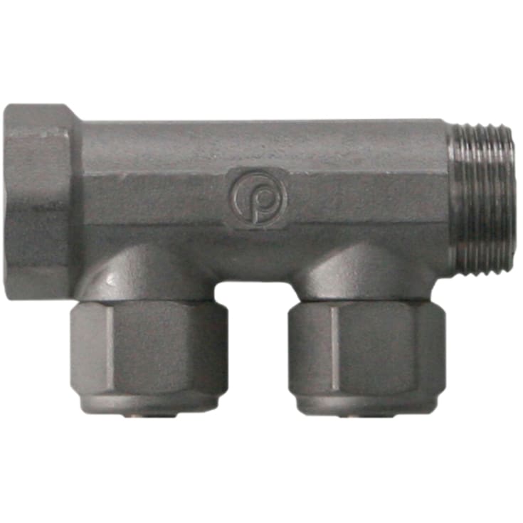 3/4&quot; x 15 mm 2-grenet CC35 fordelerrør messing TEA-belegg m/kobling