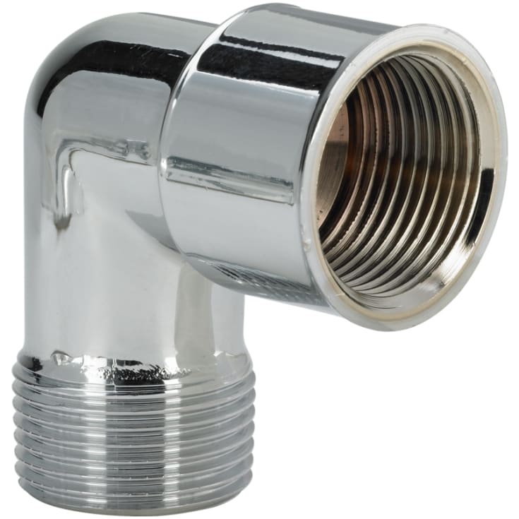 5 stk Messing albue muffe/nippel, krom, 3/4"